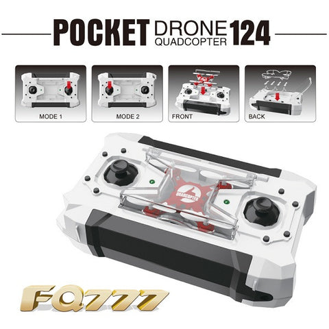 FQ777-124 Pocket Drone 4CH 6Axis Gyro Quadcopter With Switchable Controller  RTF